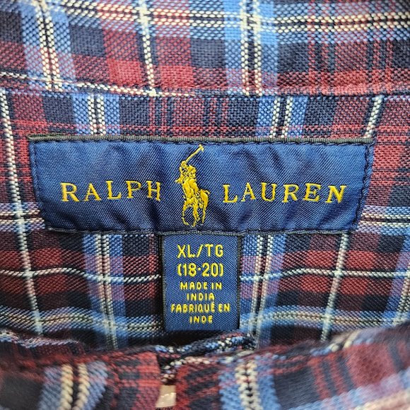 Ralph Lauren Dress Shirt Multicolor Plaid Oxford Button-Down Teen Sz XL (18-20) - Picture 3 of 10